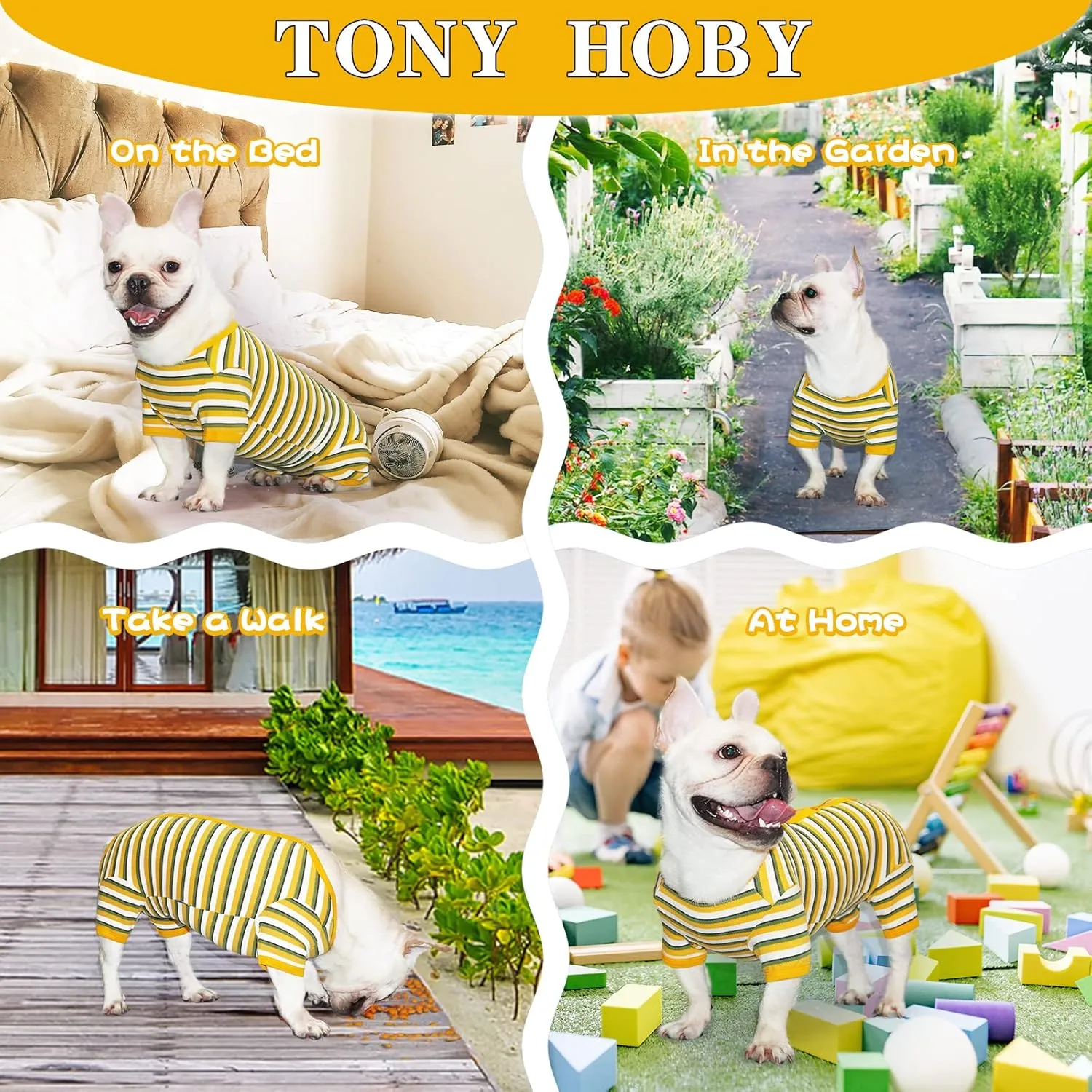 TONY HOBY Dog Pajamas, Dog Surgical Recovery Suit, Knitted Dog Shirt for Small Medium Dog (Yellow&Green, Girl, XL)