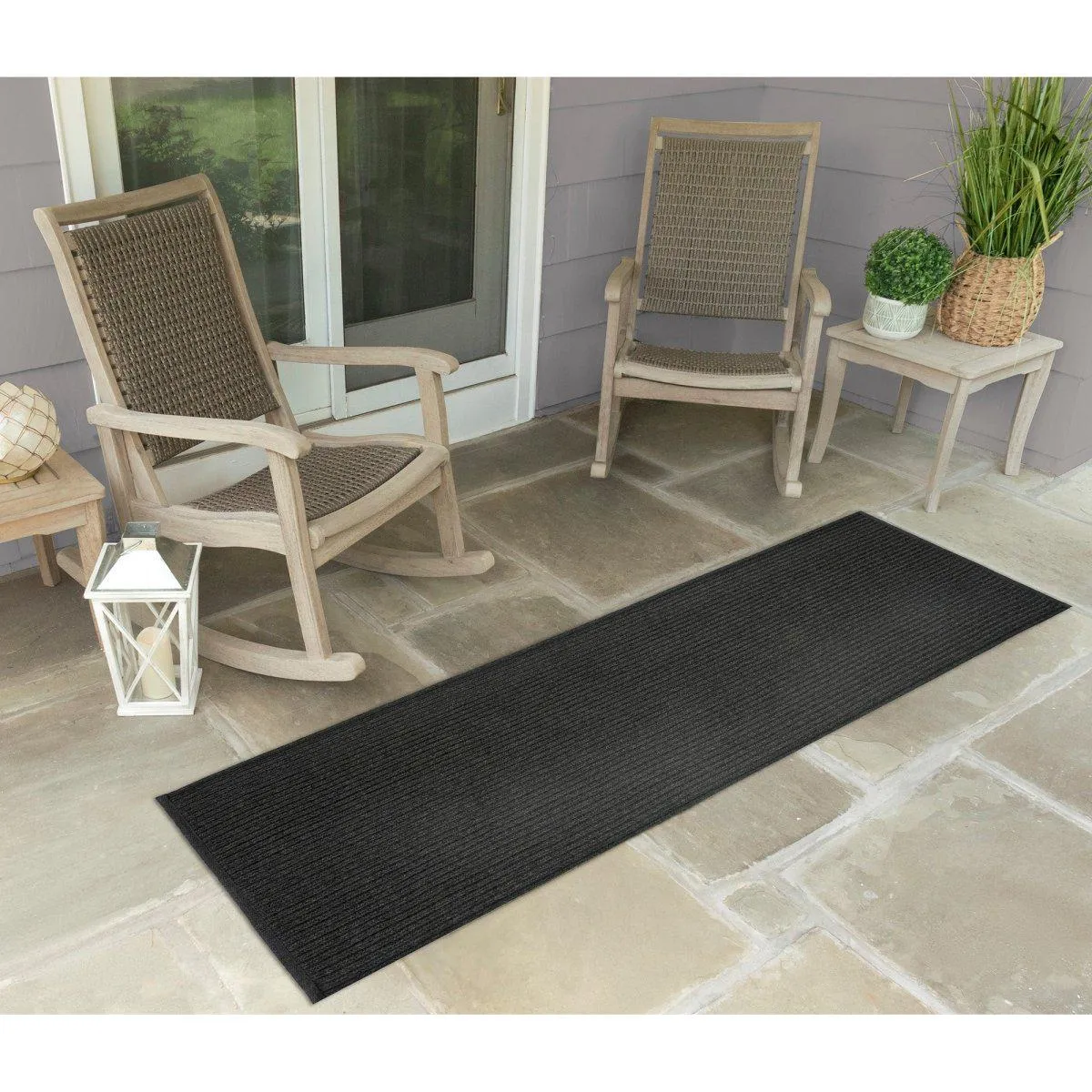 Trans-Ocean CALAIS Indoor/Outdoor Power Loomed  Durable Area Rug  - Charcoal