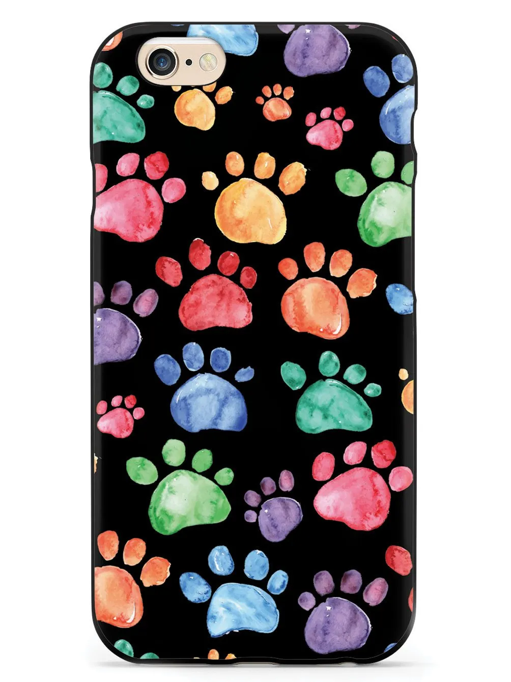 Watercolor Paw Prints - Black Case